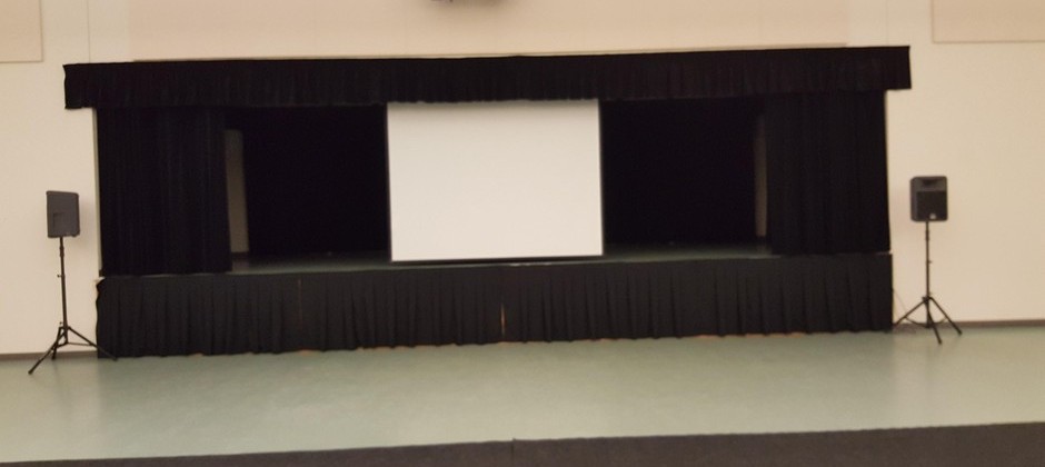 Stage area 32' wide X 18' deep (512 sq. ft.)